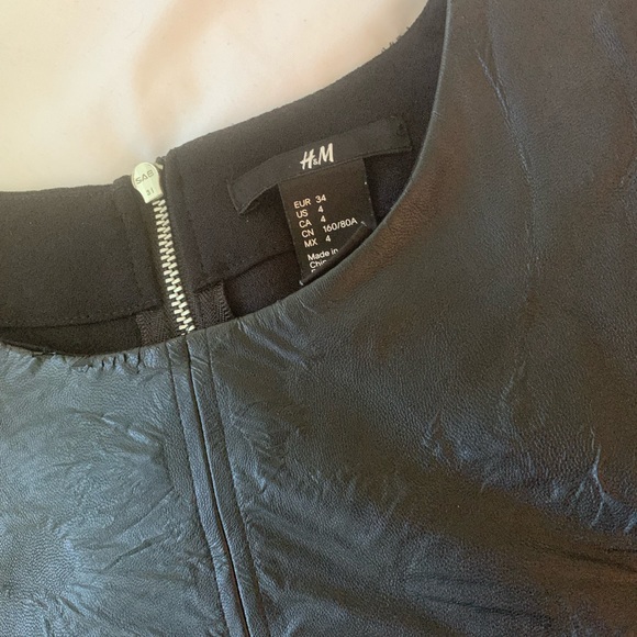 H&M Black Leather Short Sleeve Top With Solid Back - Picture 6 of 14